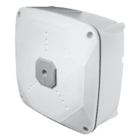 Caixa de conexões para câmaras domo - Vedação dupla para exterior - Nível de água para um posicionamento correcto - Imã interno para parafusos de fixação - Cor branco - Fabricada em plástico