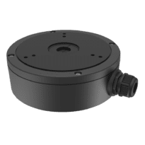 Caixa de conexões - Para câmaras dome - Apto para uso exterior - Instalação em tecto ou parede - Cor preto - Passador de cabos