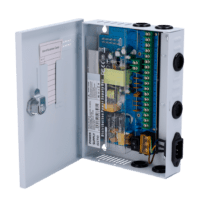 Caixa de distribuição de alimentação  - 1 Entrada AC 180-246 V 50-60Hz - 9 saídas por par de cobre - Proteção por fusível rearmável - Tensão de saída 12 V / 120 W - Carcaça metálica