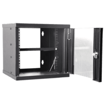 Armário rack para parede - Até 6U rack de 10" - Até 15 Kg de carga - Com passa-cabos - Bandeja incluída - Profundidade 300 mm