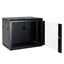 Armário rack para parede - Até 6U rack de 19" - Até 60 Kg de carga - Com ventilação e guarnições para cabos - Ventilador e bandeja incluídos - Extensão de 6 fichas incluída