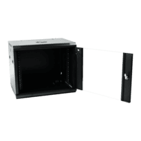 Armário rack para parede - Até 9U rack de 19" - Até 100 Kg de carga - Com ventilação e guarnições para cabos - Profundidade 600 mm