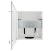 Caja de seguridad - Especial para instalación en pared - Formato vertical - 2 llaves y cerraduras  - Entradas para cableado - Para monitor, Switches POE, Grabador y Rack 19´
