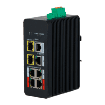 Switch PoE X-Security Carril DIN - 4 puertos PoE RJ45 + 1 puerto RJ45 + 2 SFP - Velocidad 10/100/1000 Mbps - 90W puertos 1-2 / 30W puertos 3-4 / Máximo 120W - PoE/PoE+/Hi-PoE / Hasta 250m / PoE Watchdog - VLAN/STP/RSTP/ERPS/LACP/StaticLAG/IGMP Snooping