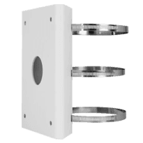 Suporte para poste - Para câmaras PTZ Uniview - Apto para uso exterior - Intervalo diâmetro 67~127 mm - Cor branco - Passador de cabos