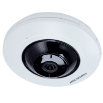 Hikvision - Câmara IP Fisheye 5 (2560×1920) Mpx [%VAR%] - Lente 1.05 mm Fisheye - IR LEDs Alcance 8 m - Microfone incorporado | PoE (IEEE802.3af)  - Alarme | Áudio | Adequado para utilização em interiores