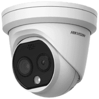 Câmara Térmica IP Dupla Hikvision Gama PRO - Sensor térmico 256x192 VOx | Lente 3.6 mm - Sensor óptico 1/2.7 4 Mpx | Lente 4.3 mm - Sensibilidade térmica  40mK - Deteção e alarme preventivos de incêndios - Taxa de medição do tempo -20~150ºC / ± 8ºC
