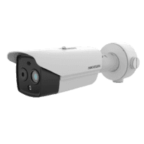 Câmara Térmica IP Dupla Hikvision Gama PRO - Sensor térmico 256x192 VOx | Lente 3.6 mm - Sensor óptico 1/2.7 4 Mpx | Lente 4.3 mm - Sensibilidade térmica  40mK - Deteção e alarme preventivos de incêndios - Taxa de medição do tempo -20~550ºC / ± 2ºC