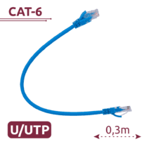 Cabo UTP - Ethernet - Conectores RJ45 - Categoria 6 - 0,3 m - Cor azul