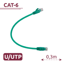 Cabo UTP - Ethernet - Conectores RJ45 - Categoria 6 - 0,3 m - Cor verde