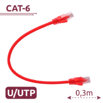 Cabo UTP - Ethernet - Conectores RJ45 - Categoria 6 - 0,3 m - Cor vermelho