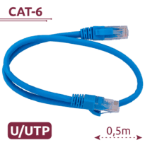 Cabo UTP - Ethernet - Conectores RJ45 - Categoria 6 - 0,5 m - Cor azul