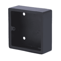 Caixa de conexão - Compatível com videoporteiros - Instalação em superfície - Medidas: 86 (Lg) x 86 (Al) x 32 (Pf) mm - Feito de aço - Buracos para conexões