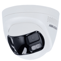 Câmara Turret IP Hikvision gama Value - Resolução 6 MP (3200x1800) MP [%VAR%] - Lente dual 2.8 mm visão panorâmica - Luz híbrida 30 m | Sirene e flash de dissuasão - Deteção de movimento 2.0 | MicroSD - Microfone e altifalante incorporados : PoE : IP67