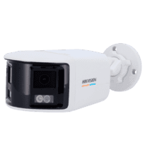 Câmara Bullet IP de Gama Value - Resolução 6 Mpx (3632x1632) - Lente dual 2.8 mm visão panorâmica - Alcance da luz híbrida 30 m | ColourVu - Microfone incorporado | Sirene e flash dissuasor - Deteção de movimento 2.0 | MicroSD | PoE | IP67