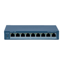 Hikvision Switch PoE Gerível - 8 portas PoE 802.3af/at + 1 Uplink RJ45 - 8 RJ45 10/100 Mbps + 1 RJ45 10/100/1000 Mbps - 30W por porta 802.3af/at / Máximo 120W - VLAN/Port Isolation/Loop Detection/LLDP - Link Aggregation/PoE Watchdog/SNMP