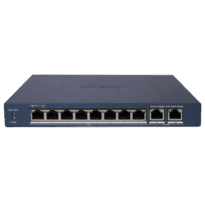 Hikvision PoE Switch Gerível - 8 portas PoE 802.3af/at + 2 Uplink RJ45 - 8 RJ45 10/100/1000 Mbps + 2 RJ45 10/100/1000Mbps -  802.3af/at / Máximo 60W - VLAN/Port Isolation/Loop Detection/LLDP - Link Aggregation/PoE Watchdog/SNMP