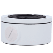 Caixa de derivação Easy-P - Para câmaras bullet e de turret - Apto para uso exterior IP66 - Instalação em tecto ou parede - Diâmetro da base 101 mm - Passador de cabos