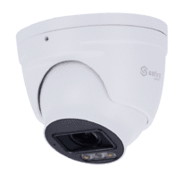 Safire Smart cámara Turret IP gama E1 con AI-ISP - Sensor 1/1.79" gran apertura F1.0 Night Color X - Resolución 4 Megapíxel (2688x1520) | MicroSD - Lente 2.8 mm | Micrófono integrado | LED 30m - AI: Clasificación de humano y vehículo | Conteo - Impermeabilidad IP67 | PoE (IEEE802.3af)