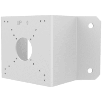 Suporte de esquina - Para câmaras bullet e dome - Apto para uso no exterior - Cor branco - Passador de cabos