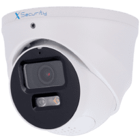 X-Security Câmara IP Turret  - 4 Megapixel (2688x1520) - Lente 2.8mm / DualLight (30m IR+30m Luz branca) - WDR 120 dB | Dissuasão ativa com altifalante e luz - WizSense, com classificação de pessoas e veículos - MicroSD 256GB / IP67