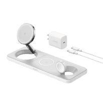 Carregador sem fios 3 em 1 Anker - Tecnologia MagGo - Carregamento rápido: iPhone, Airpods, Apple Watch - Carregar dispositivos 3 de cada vez - Carregamento rápido 25W - Estrutura plana | cor branca