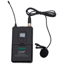 Microfone de lapela - UHF - Controlo de volume - Até 8h de autonomia - Compatível com recetor DSPPA-D5815