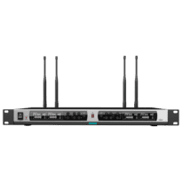 Recetor de microfone sem fios - Quatro canais - Emparelhamento mediante IV - Controlo de volume para cada canal - Saída XLR - Compatível com microfones DSPPA-D58XX