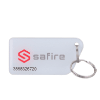 Porta-chaves TAG de proximidade numerado - ID por radiofrequência - MF passivo | Resina epóxi brilhante - Alta frequência 13.56 MHz - Dimensões: 56 (An) x 28 (Al) mm - Saco de 10 unidades