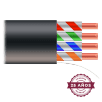 Cabo UTP - Categoria 5E - Bobine de 100 metros - Revestimento cor negra - Diâmetro 5.5 mm - Revestimento especial para exterior