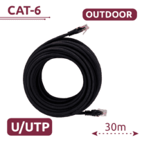 Cabo UTP - Ethernet - Conectores RJ45 - Categoria 6 - Cobertura especial para exterior ( Preto ) - 30 m