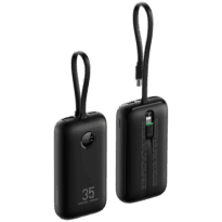 Power bank VEGER com ecrã LCD - Capacidade 10000mAh - Entradas USB-C, cabo USB-C - Saídas USB-C, USB-A e cabos integrados - Cabos integrados: USB-C e Lightning - Carregamento ultrarrápido 4 dispositivos em simultâneo