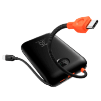 Power bank VEGER com ecrã LCD - Capacidade 20000mAh - Entradas USB-C, cabo USB-C - Saídas USB-C, USB-A e cabos integrados - Cabos integrados: USB-C e Lightning - Carregamento ultrarrápido 4 dispositivos em simultâneo