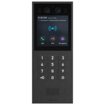 Videoporteiro IP antivandálico IK08 em superficie - Câmara dupla 2 Mpx | Áudio bidirecional - Facial, cartão, PIN, BLE e QR | 2 relés - Apartamentos | PoE+, SIP padrão - Ecrã TFT 4" tátil [%VAR%] | Manutenção da Cloud - Ligação via Cloud | Saída 12V