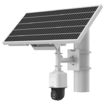 Câmara IP PT Solar 4G Gama PRO - Resolução 4 Mpx (2688x1520) - Lente 4 mm | ColorVu: imagem a cores 24 horas - Inclui painel fotovoltaico para uso autónomo - 2 baterias de lítio 8.4 Ah | Luz branca 30 m - Impermeável IP65 | MicroSD | Microfone e altifalante