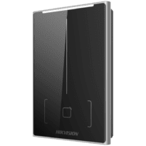 Leitor de acesso - Acesso por cartão MF DESFire - Indicador LED e acústico - Wiegand 26/34 | RS485 - Compatível com os controladores Hikvision - Apto para exterior IP65