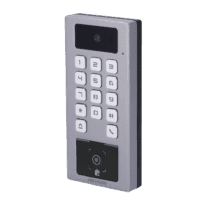 Controlo de acesso com câmara IP65 IK09 - Cartão MF DESFire, QR dinâmico e PIN - 10.000 utilizadores | 300.000 registos - TCP/IP, WiFi, RS485 e Wiegand - Controladora integrada - iVMS-4200 | Hik-Connect