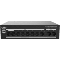 Uniview Switch PoE Cloud Administrável - 8 PoE802.3af/at + 2 uplink RJ45  - 8 RJ45 10/100 Mbps + 2 RJ45 10/100/1000 Mbps - 30W por porta 802.3af/at / Máximo 120W - VLAN/Isolamento de portas/Detecção de loop - Limite de velocidade da porta