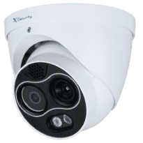 Câmara térmica Turret Dual IP X-Security - 256x192 VOx | Lente 3.5 mm | Sensibilidade  40mK - Sensor óptico 1/2.7 4 Mpx | Lente 4 mm - WizSense, com classificação de pessoas e veículos - Deteção de fumo e calor - Áudio | Alarmes | MicroSD | PoE