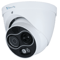 Câmara térmica Dual IP X-Security - 256x192 VOx | Lente 7 mm - Sensor óptico 1/2.7 4 Mpx | Lente 8 mm - Sensibilidade térmica 40mK - Detecção de incêndios e alarmes - Áudio | Alarmes | MicroSD | PoE