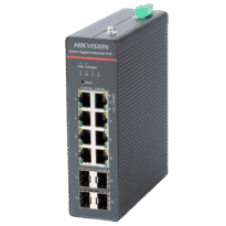 Hikvision Switch Industrial PoE Cloud Capa 2 - 8 puertos PoE+ Gigabit + 4 puertos SFP Gigabit - Compatible 802.3af/at/bt  / Máximo 300W - Static LAG/DHCP Snoop/IGMP Snoop/Port Mirror - VLAN/Loop Prevention/STP/RSTP/ACL/Watchdog - Montaje en carril DIN