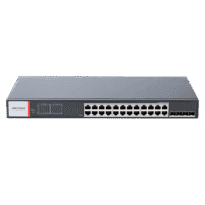 Switch PoE Hikvision - 24 puertos RJ45 GE POE + 4 puertos Gigabit SFP - Puerto 1-4 HiPoE - Hasta 480w de Potencia PoE Total - PoE Extendido / PoE Watchdog / Port Isolation - Instalación en rack/pared/sobremesa