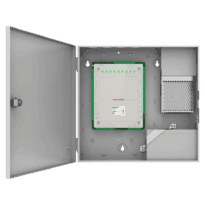 Controlador de acesso multi-identificação - Facial, impressão digital, cartão, QR ou PIN - 4 portas | Comunicação TCP/IP - 4 leitores por Wiegand | 8 leitores por OSDP - Caixa de alimentação | Compartimento da bateria - iVMS-4200 | Hik-Connect