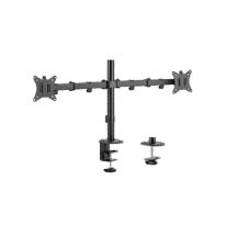 Poste para doble monitor - Instalación en mesa - Carga máxima 9Kg - Inclinación -45º +45º - VESA 75x75 - VESA 100x100mm
