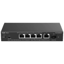 Reyee Switch PoE Cloud Capa 2 - 5 puertos PoE MultiGigabit+ 1 10Gbps SFP+ -  PoE 802.3af/at hasta 30w / Máximo 70W - Static LAG/DHCP Snoop/Port Mirror - VLAN/Port Isolation/PoE Watchdog - Enrackable