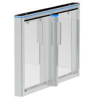 Torniquete de acesso duplo bidirecional - Porta com barreira acrílica dobrável - Horários, alarmes e modos de abertura - Dimensões de passo 660 mm | 5.000.000 ciclos - Fabricado com liga de alumínio - Compatível com sistemas de terceiros