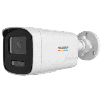 Hikvision câmara IP Bullet gama VALUE ColorVu3.0 - Resolução 4 MPx | PoE IEEE802.3af - ColorVu3.0: imagem a cores HIKAI-ISP F1.0 1/1.8" - 2.8 mm | Microfone | Luz híbrida até 50m - Deteção de movimento 3.0 | Altifalante/luz de polícia -  IP67 | Ranhura para cartão microSD até 512GB | Metal