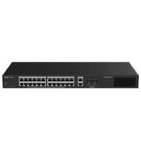 Reyee Manageable Cloud PoE Switch - 24 PoE 802.3af/at + 2 SFP + 2 uplink RJ45 - 26 RJ45 10/100/1000Mbps + 2 SFP 10/100/1000 - 30W por porta 802.3af/at / Máximo 250W - VLAN/Isolamento de portas/Detecção de loop - Limite de velocidade da porta