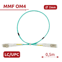 Cabo de ligação de fibra ótica - Fibra multimodo OM4 - Conector LC duplex UPC - Comprimento 0.5m - Coberta LSZH - Compatibilidade genérica