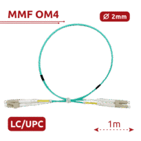 Cabo de ligação de fibra ótica - Fibra multimodo OM4 - Conector LC duplex UPC - Comprimento 1m - Coberta LSZH - Compatibilidade genérica